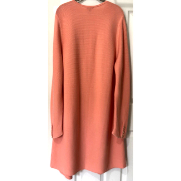 Talbots Plus Sz 2X Open Front Modern Ottoman Ribbed Cardigan Peach Coral - Picture 2 of 9